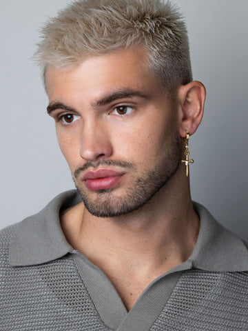 Nialaya Men's Earrings Men's Skyfall Small Sword Earrings in Gold MEAR_009